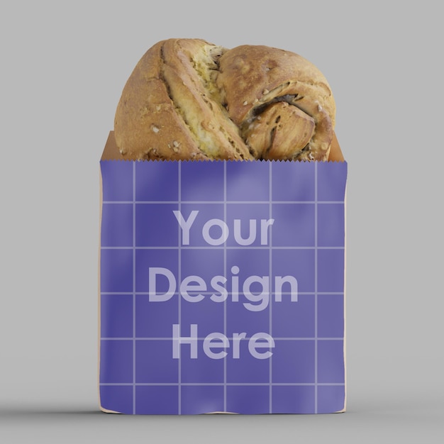 Kraft Paper Bakery Bag Makieta 3d