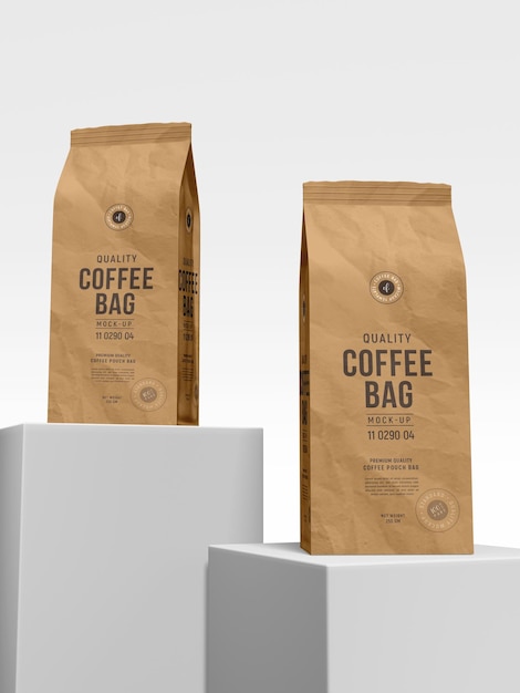 PSD kraft paper coffee bag branding mockup