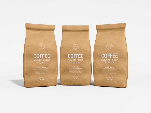 クラフト紙コーヒーバッグブランディングモックアップ
