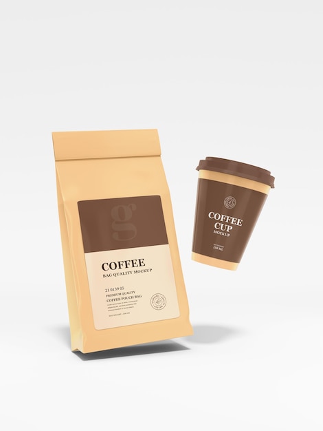 Mockup di branding della borsa del caffè in carta kraft