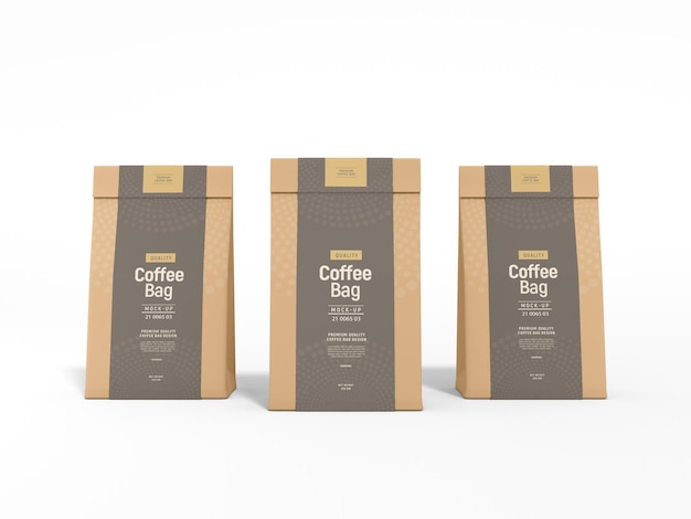 Kraft paper coffee bag packaging mockup