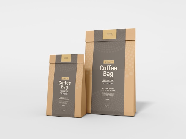 Kraft paper coffee bag packaging mockup