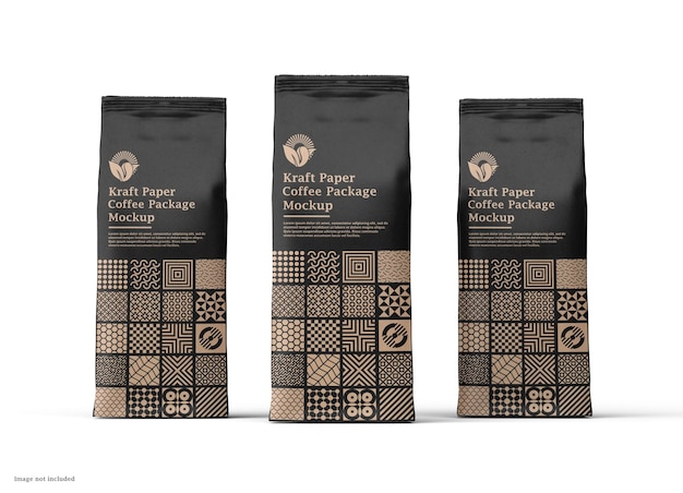 Kraft paper coffee bag packaging mockup