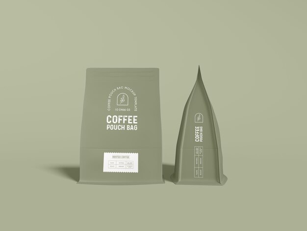 Mockup di imballaggio per sacchetti di caffè in carta kraft