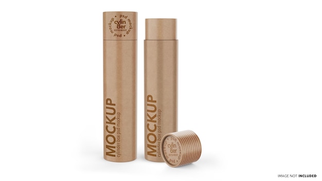 Kraft Paper Cylinder Box PSD Mockup