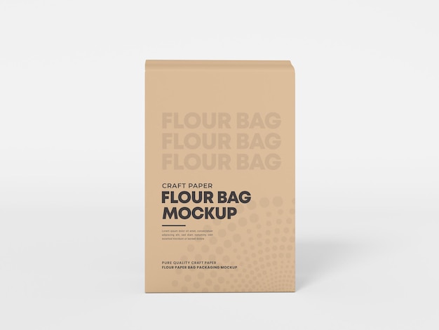 Kraft paper flour bag packaging  mockup
