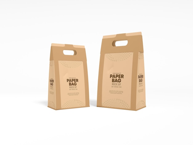 Мокап брендинга пищевых пакетов из крафт-бумаги