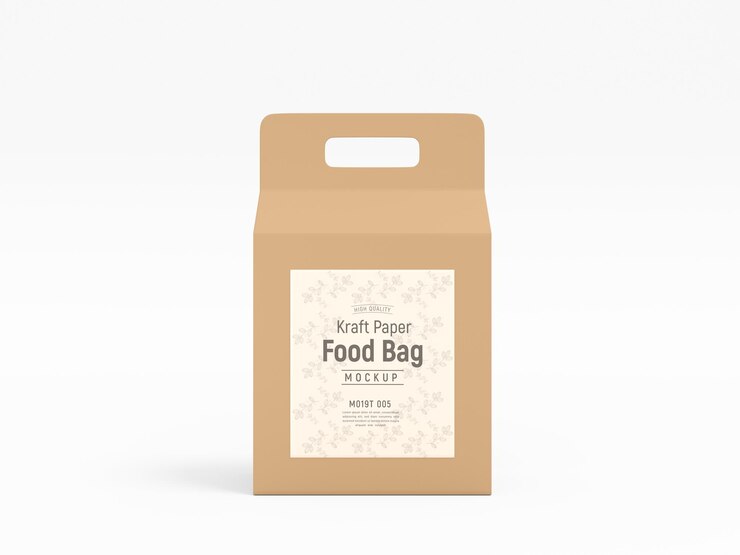 PSD kraft paper food bag packaging mockup