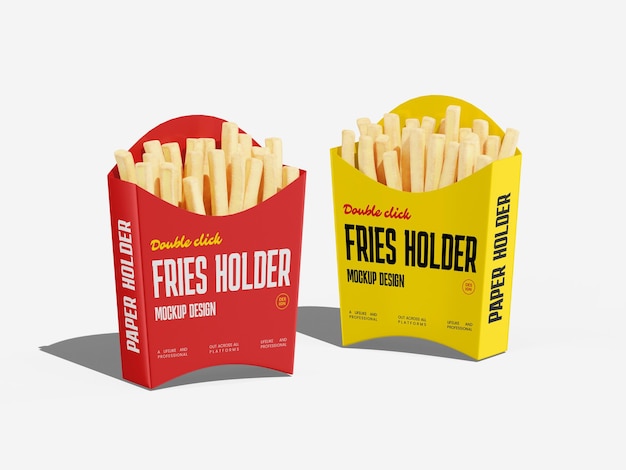 クラフト紙のフライドポテトホルダーモックアップ