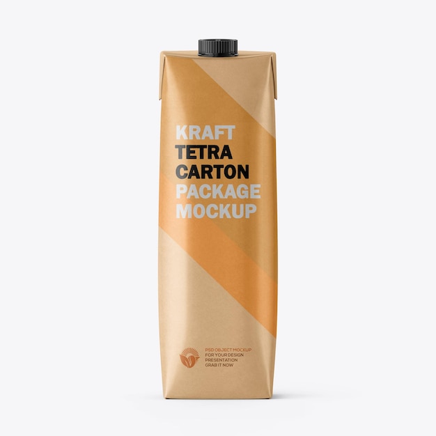 Kraft paper juice carton tetra packet packaging mockup