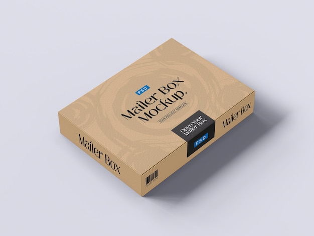 Kraft paper mailing box packaging mockup