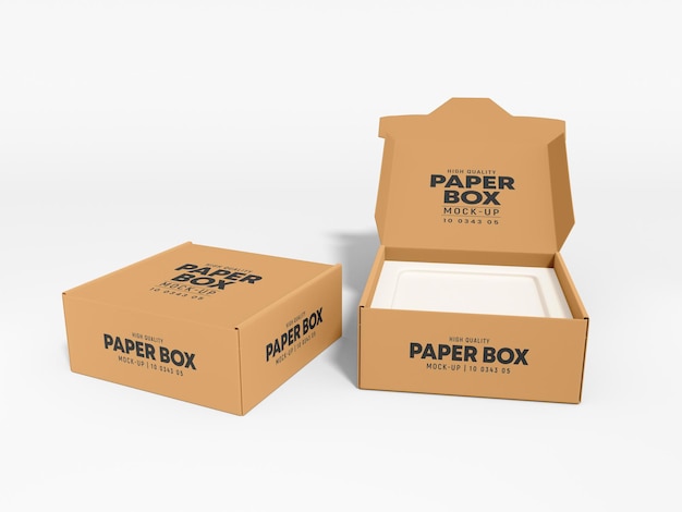 Kraft paper mailing delivery square box branding mockup