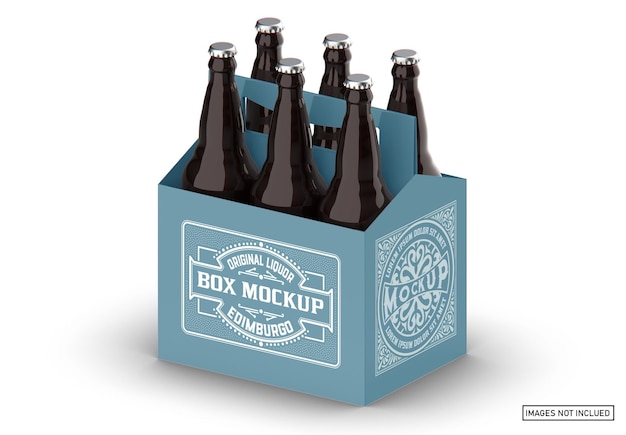 PSD kraft paper pack beer bottle carrier mockup