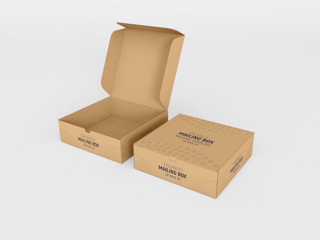 Kraft paper parcel mailing delivery box mockup