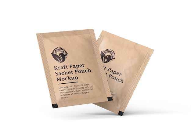 Kraft paper sachet pouch package mockup
