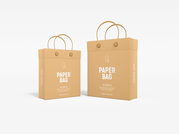 Мокап брендинга сумки для покупок из крафт-бумаги