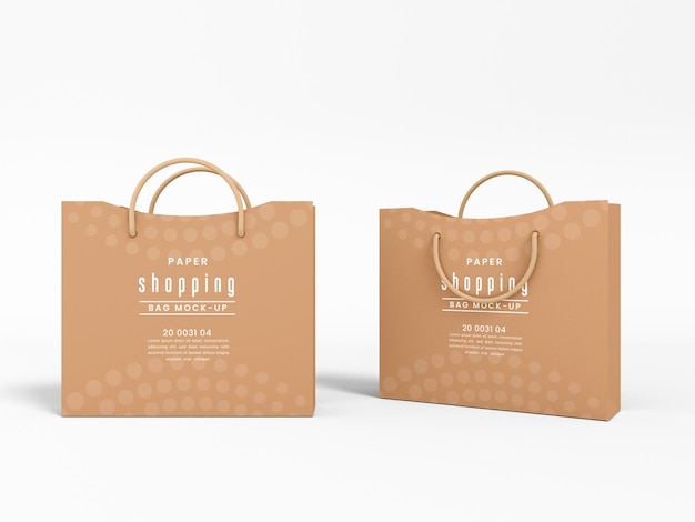 Мокап брендинга сумки для покупок из крафт-бумаги