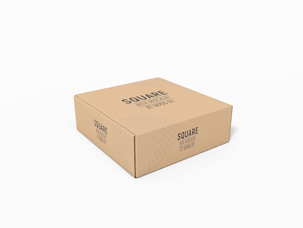 Kraft Paper Square Box Packaging Mockup