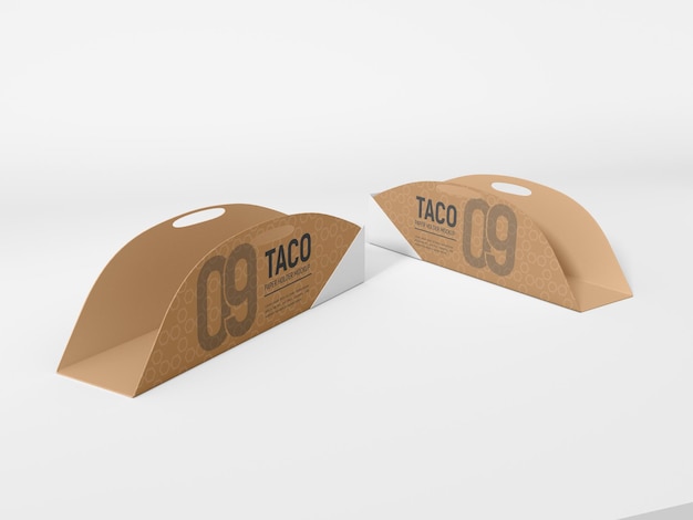 Mockup di imballaggio porta taco in carta kraft