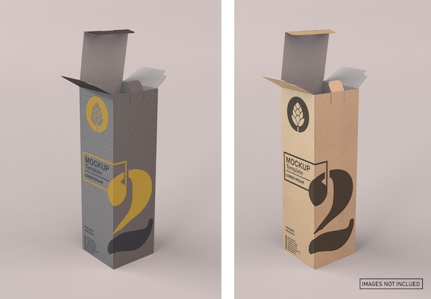 Kraft paper wine box mockup