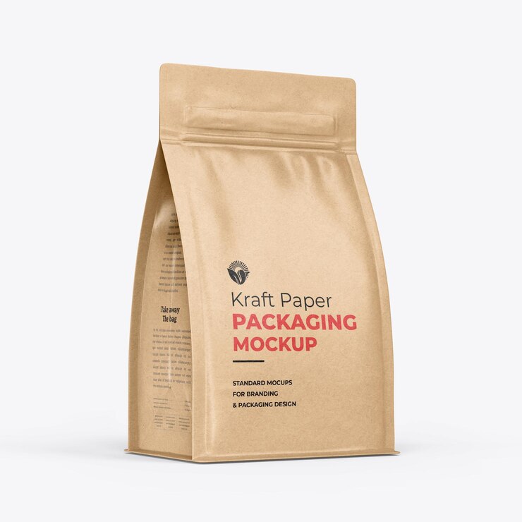 Kraft voedselverpakking koffiezak mockup