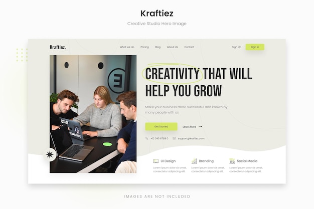 Kraftiez - Golvende Creative Studio Hero-afbeelding