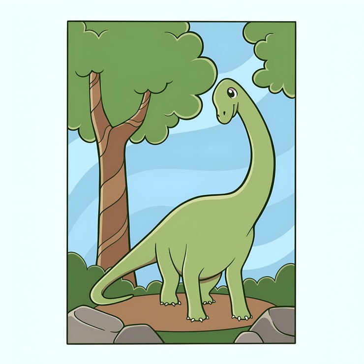 Krajobraz Brachiosaura w lesie