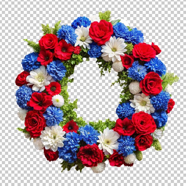 PSD krans met rode witte en blauwe bloemen 4 juli concept