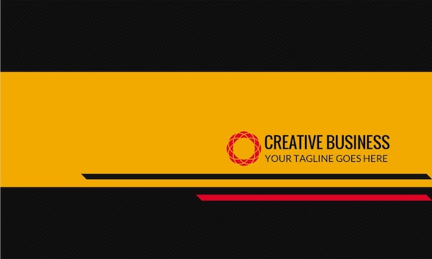 Kreativ visitkortskabelon med geometrisk logo og gul stribe