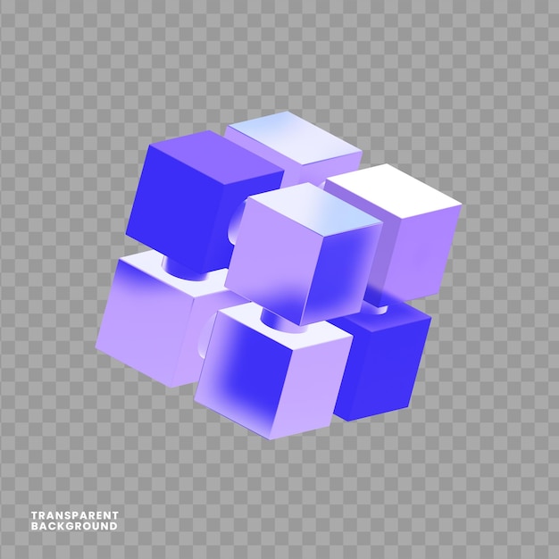 Kreatywna koncepcja 3d ilustracja zabezpieczający rubik łańcuch blokowy