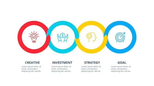 Kreatywna Koncepcja Infografiki. Abstrakcyjne Elementy Wykresu, Diagram Z 4 Krokami.