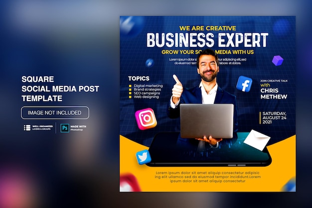 PSD kreatywna koncepcja social media post na instagramie dla szablonu promocji marketingu cyfrowego