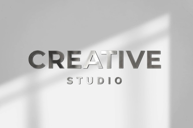 Kreatywne studio logo firmy szablon psd w stalowej teksturze