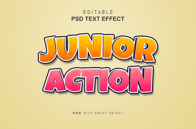 PSD kreatywny efekt tekstowy 3d junior action