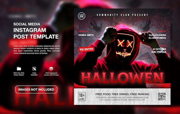 Kreatywny Szablon Postu Na Instagram Dj Halloween Party