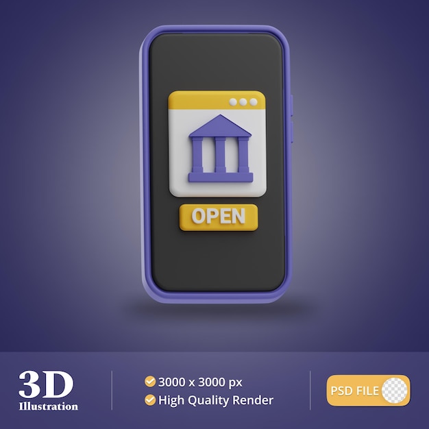 PSD kredytowa i pożyczkowa ilustracja bankowości internetowej 3d