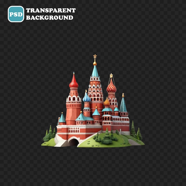 PSD icona del kremlin isolata illustrazione di rendering 3d