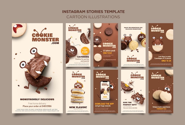 Kreskówka ilustracje opowiadań na Instagramie