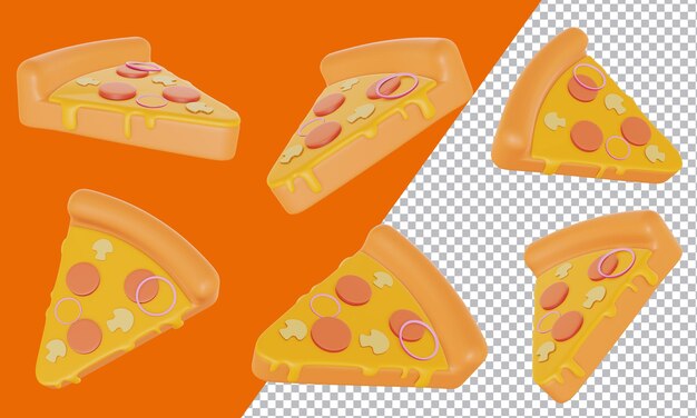 PSD kreskówka pizza kolekcja renderowania 3d