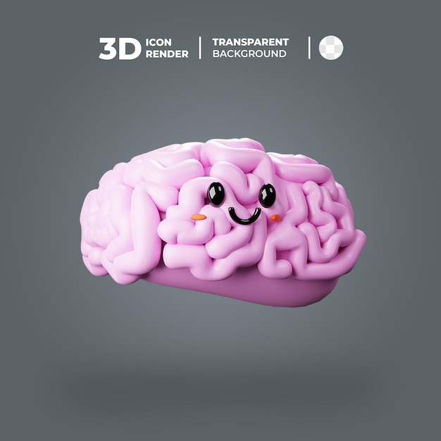 PSD kreskówka przedstawiająca różowy mózg z uśmiechniętą twarzą
