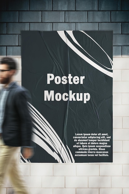 kreukpapier mockup op de muur