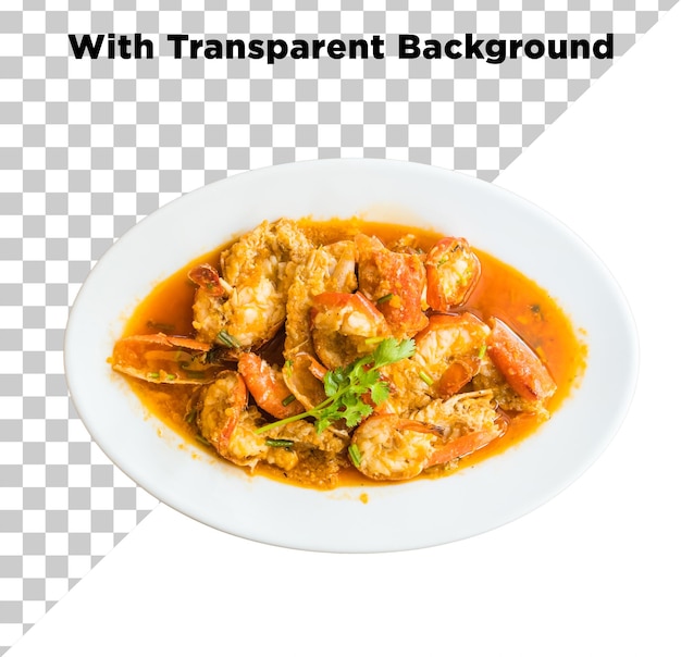 Krewetki Curry izolowane na przezroczystym tle