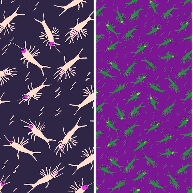 Krill With Tiny Silhouette Abstract Minimal Design and Overl Nature Pattern Vector Designs