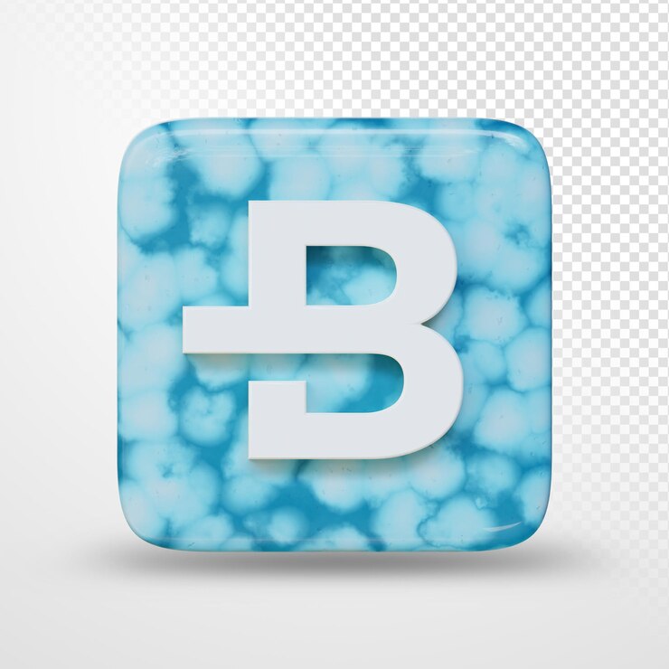 PSD kripto para sembolü logosunun 3 boyutlu illüstrasyonu