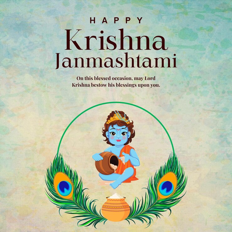 PSD krishna janmashtami social media and instagram post template