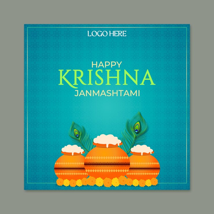 PSD 克里希納·詹馬斯塔米 (krishna janmashtami) 社會媒體帖子 6