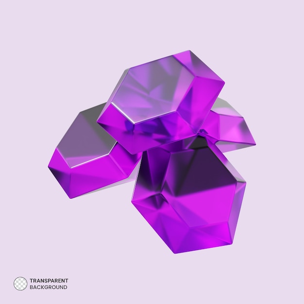 Kristal diamant pictogram geïsoleerde 3d render illustratie