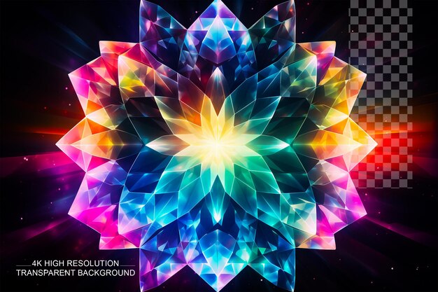 PSD kristal kaleidoscoop glow craft een visuele kaleidoscoop met stralende allure transparante achtergrond