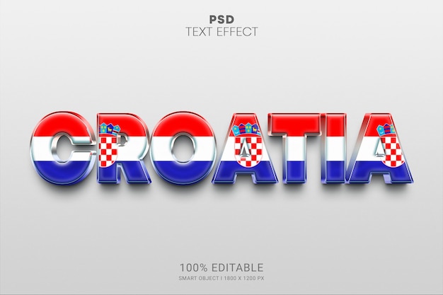 Kroatië PSD bewerkbaar 3D-teksteffectontwerp