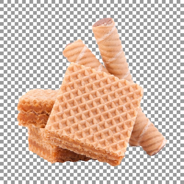 Krokante wafels met wafelstokjes geïsoleerd op transparante achtergrond